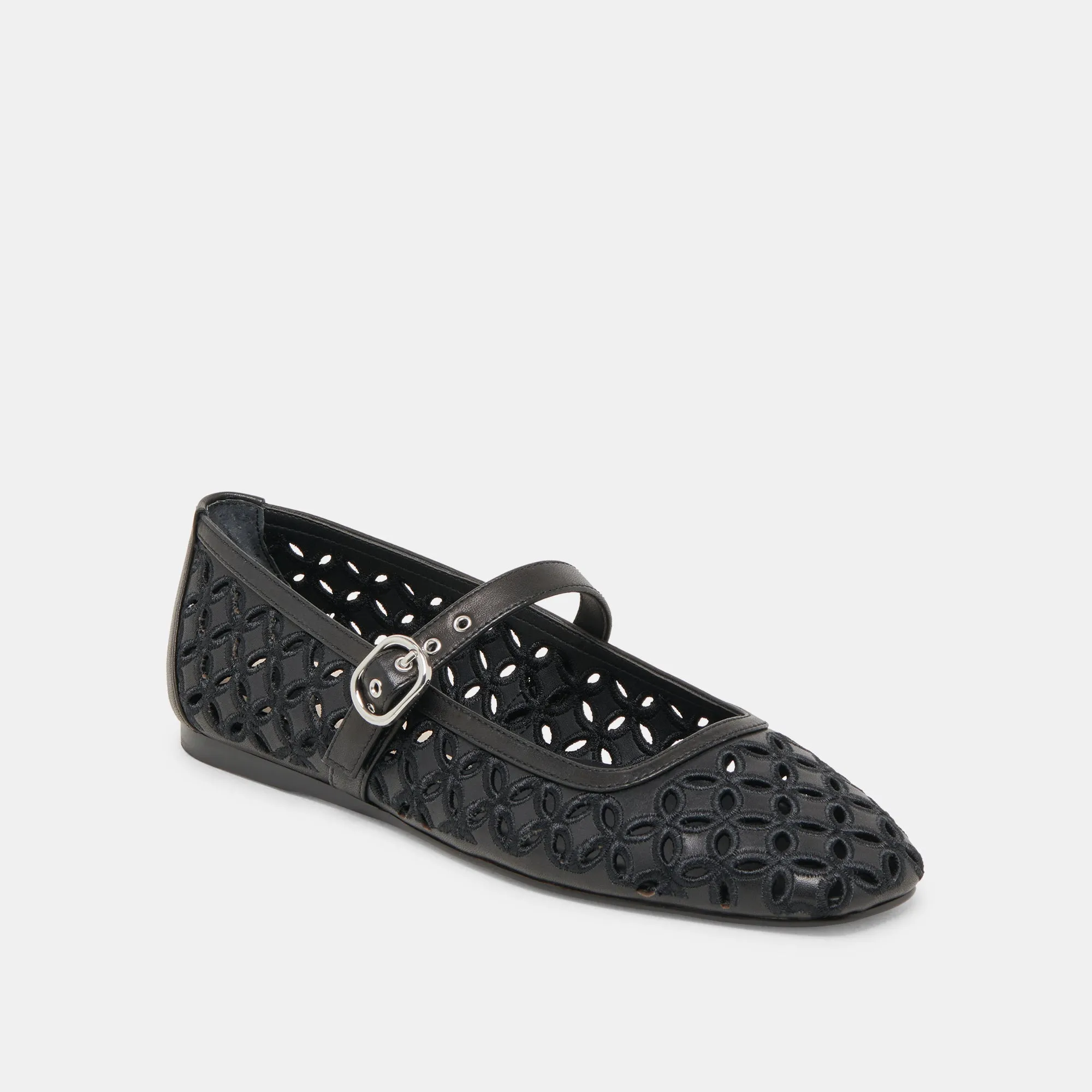 RODNI ÖSEN-PERFORATION BALLERINAS AUS SCHWARZEM LEDER