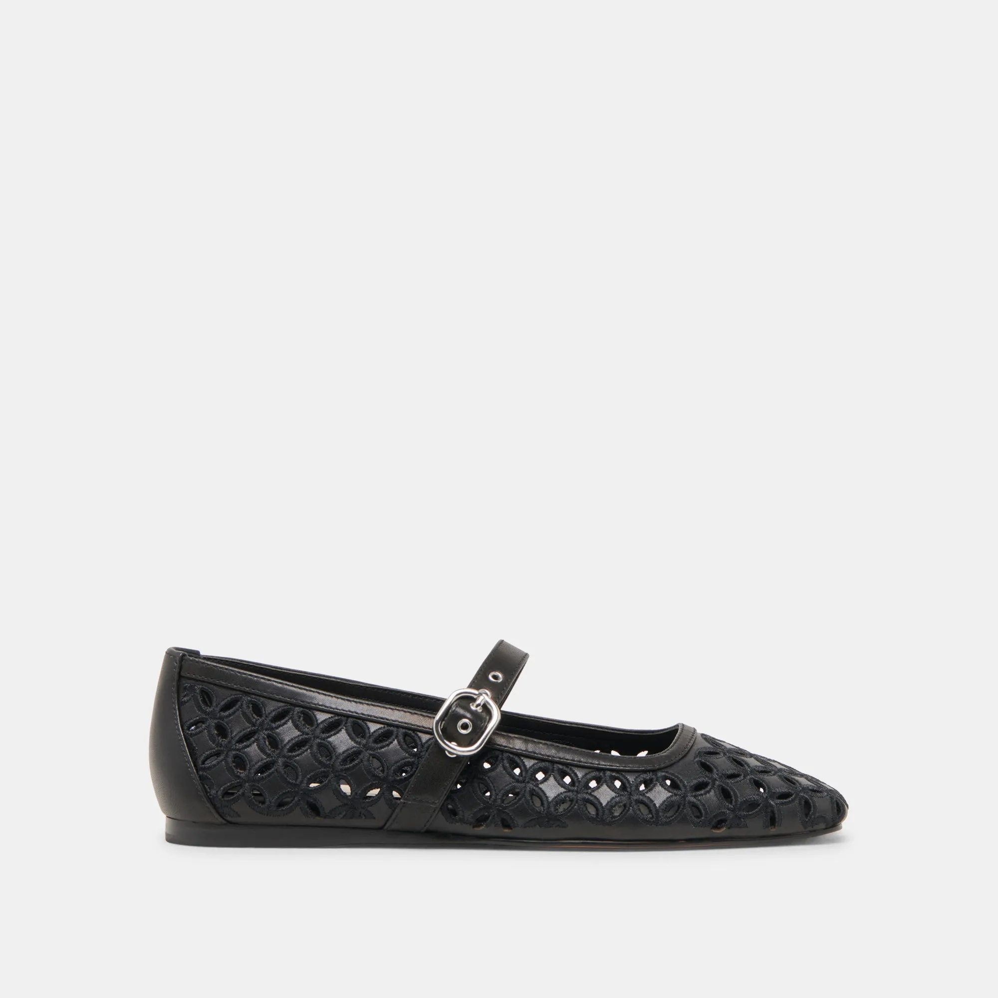 RODNI ÖSEN-PERFORATION BALLERINAS AUS SCHWARZEM LEDER