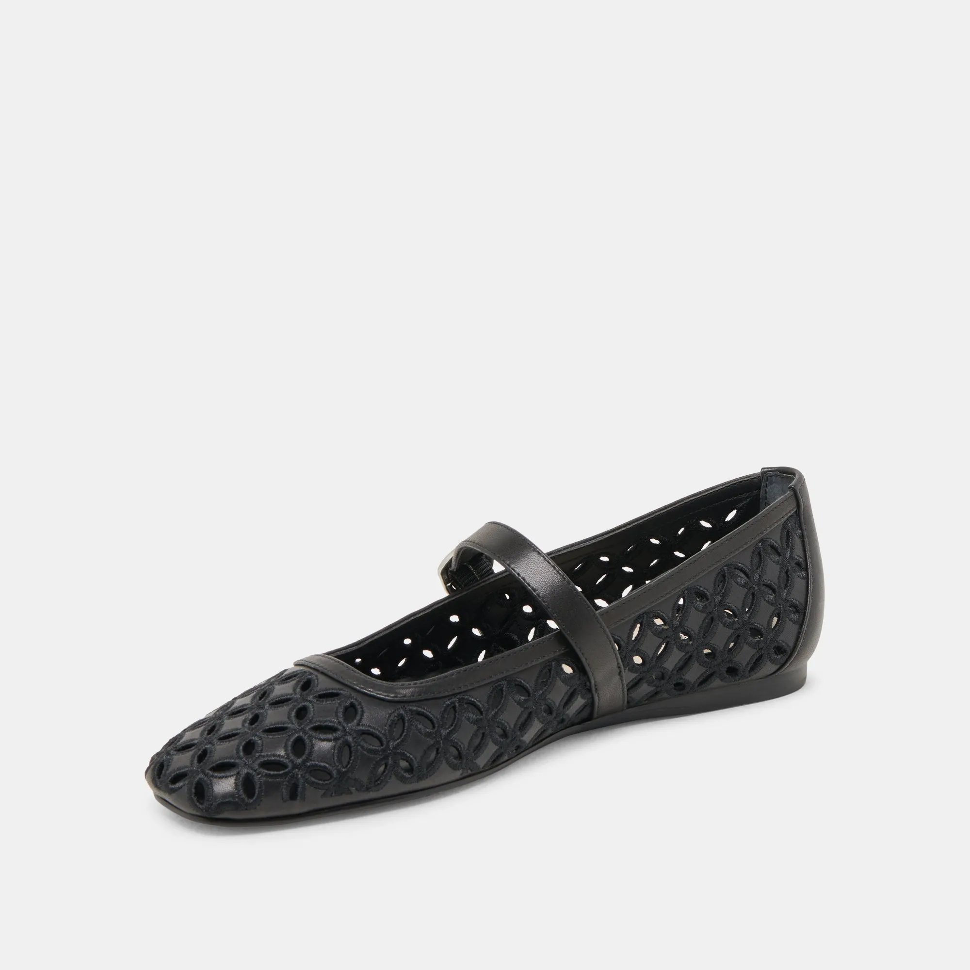 RODNI ÖSEN-PERFORATION BALLERINAS AUS SCHWARZEM LEDER
