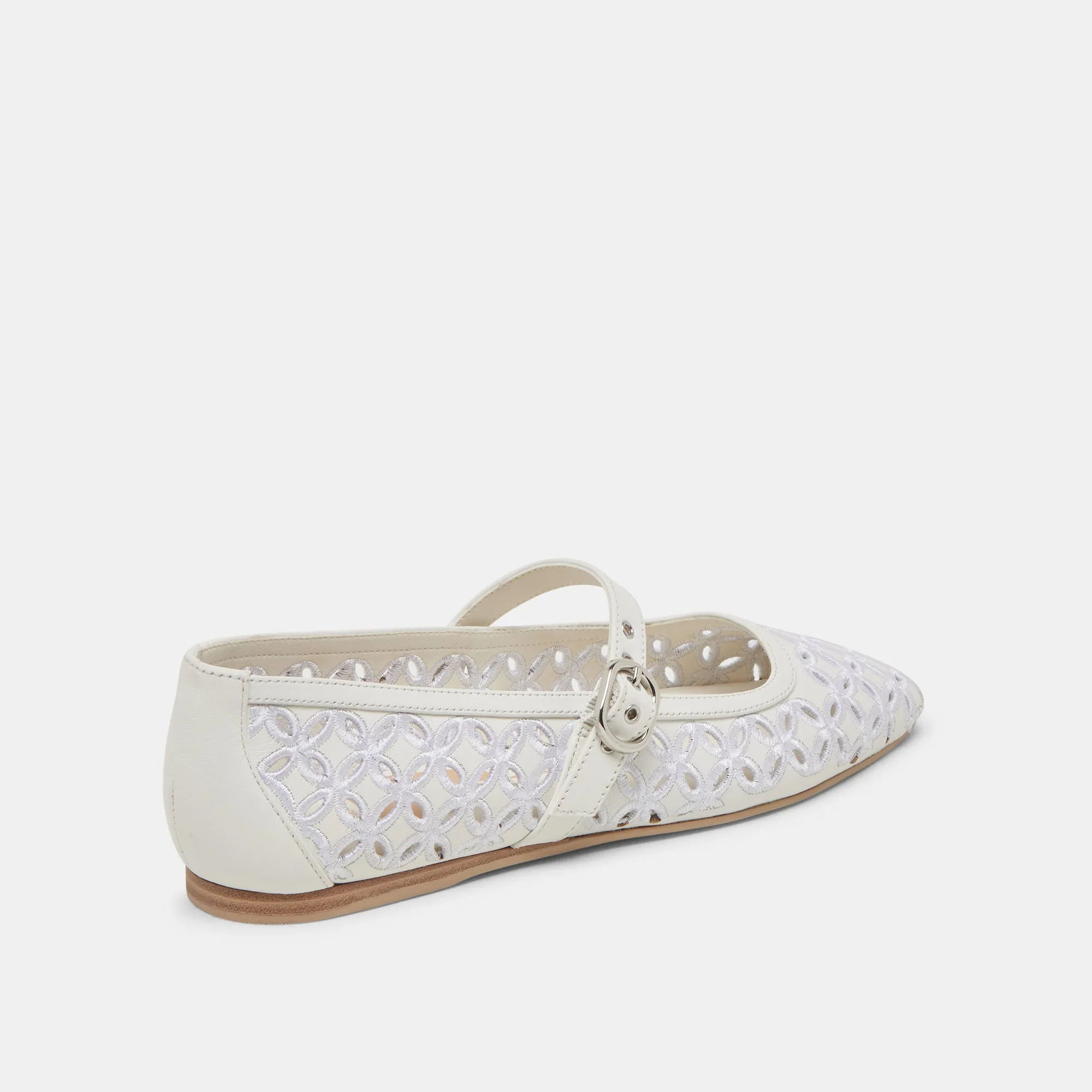 RODNI EYELET PERFEKTE BALLETTFLACHER AUS ECHTEM WEIßEM LEDER