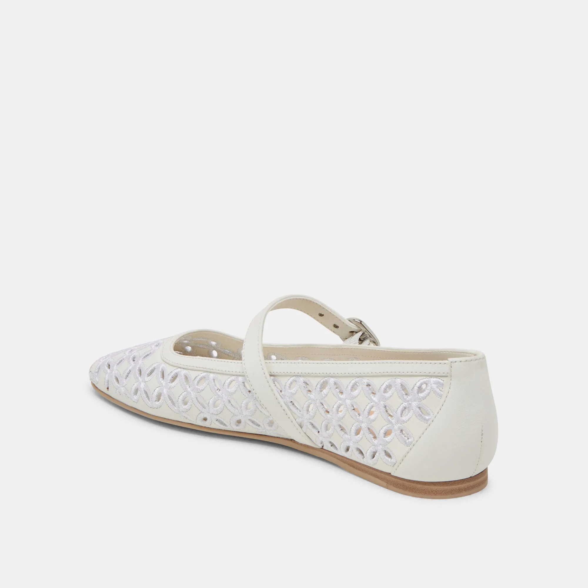 RODNI EYELET PERFEKTE BALLETTFLACHER AUS ECHTEM WEIßEM LEDER