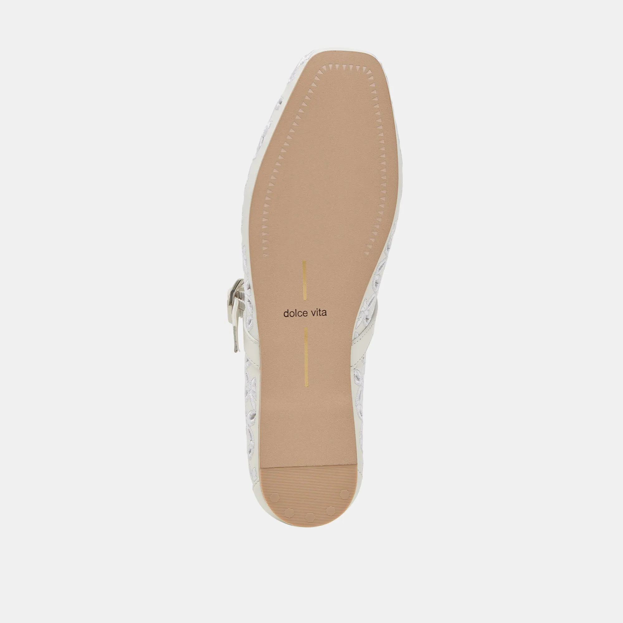 RODNI EYELET PERFEKTE BALLETTFLACHER AUS ECHTEM WEIßEM LEDER