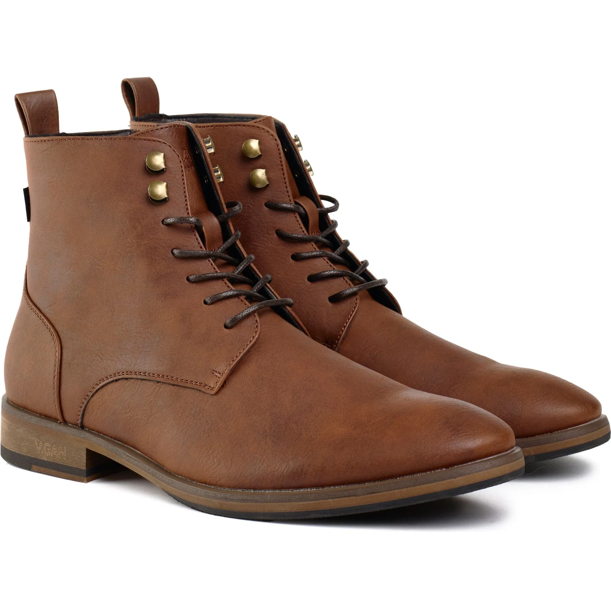 Rye 2 Herren-Vegan-Leder-Knöchelstiefel | Hellbraun