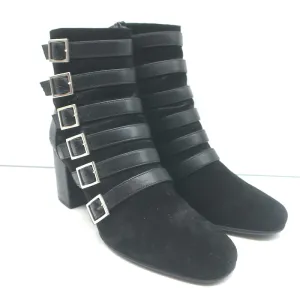 Saint Laurent Babies Riemchen Stiefeletten Schwarz Leder & Wildleder Größe 37