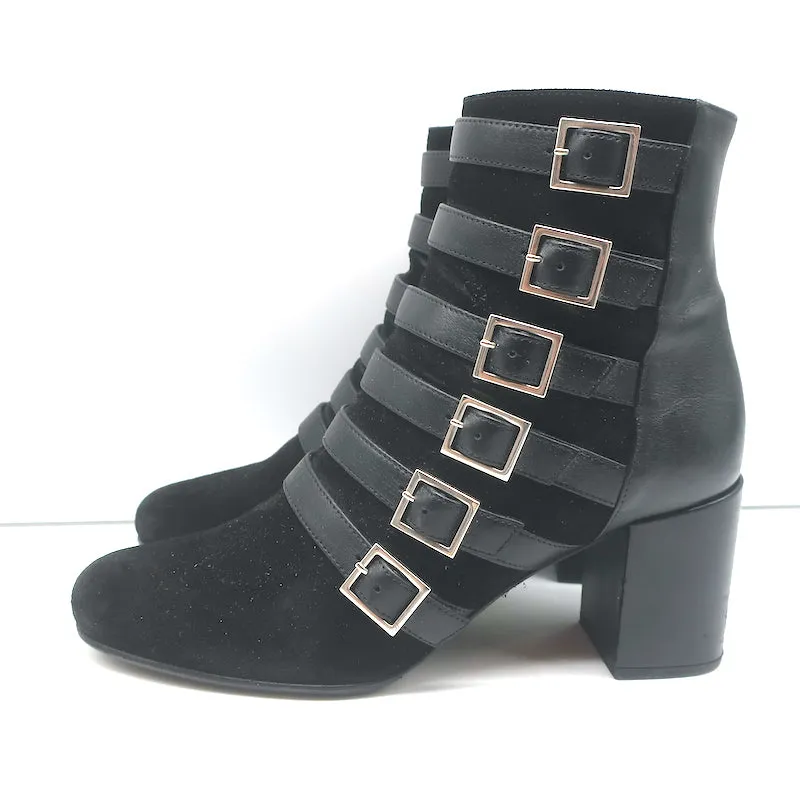 Saint Laurent Babies Riemchen Stiefeletten Schwarz Leder & Wildleder Größe 37