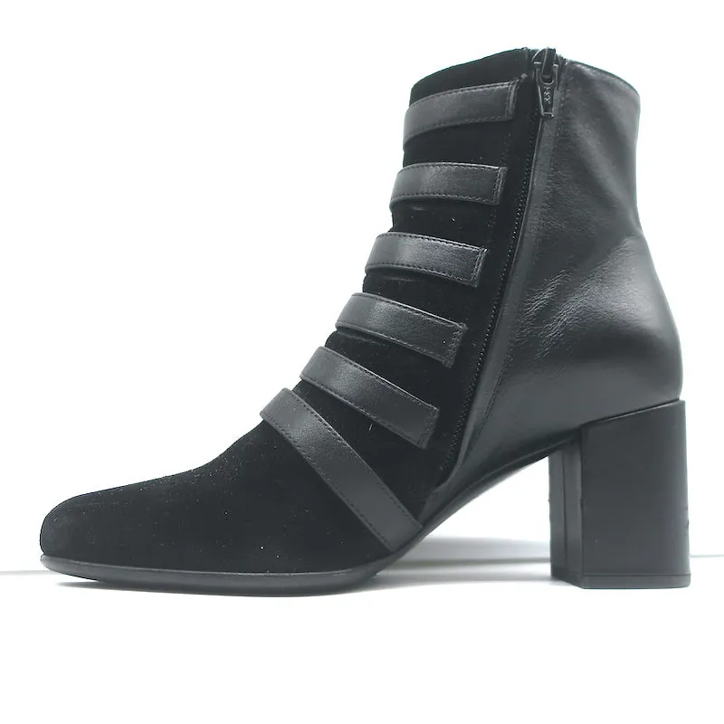 Saint Laurent Babies Riemchen Stiefeletten Schwarz Leder & Wildleder Größe 37