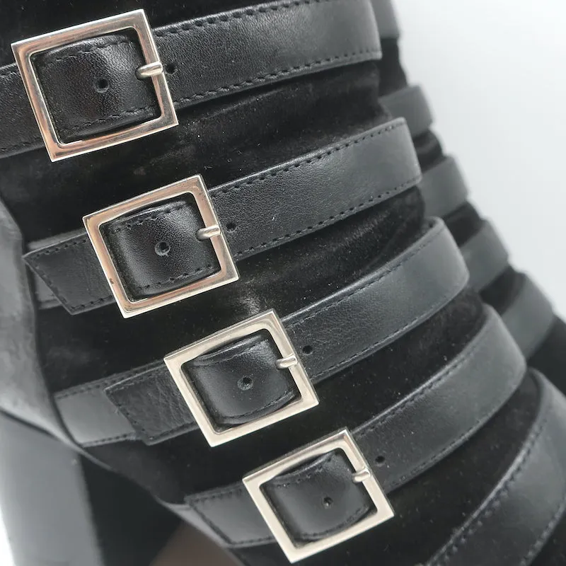 Saint Laurent Babies Riemchen Stiefeletten Schwarz Leder & Wildleder Größe 37