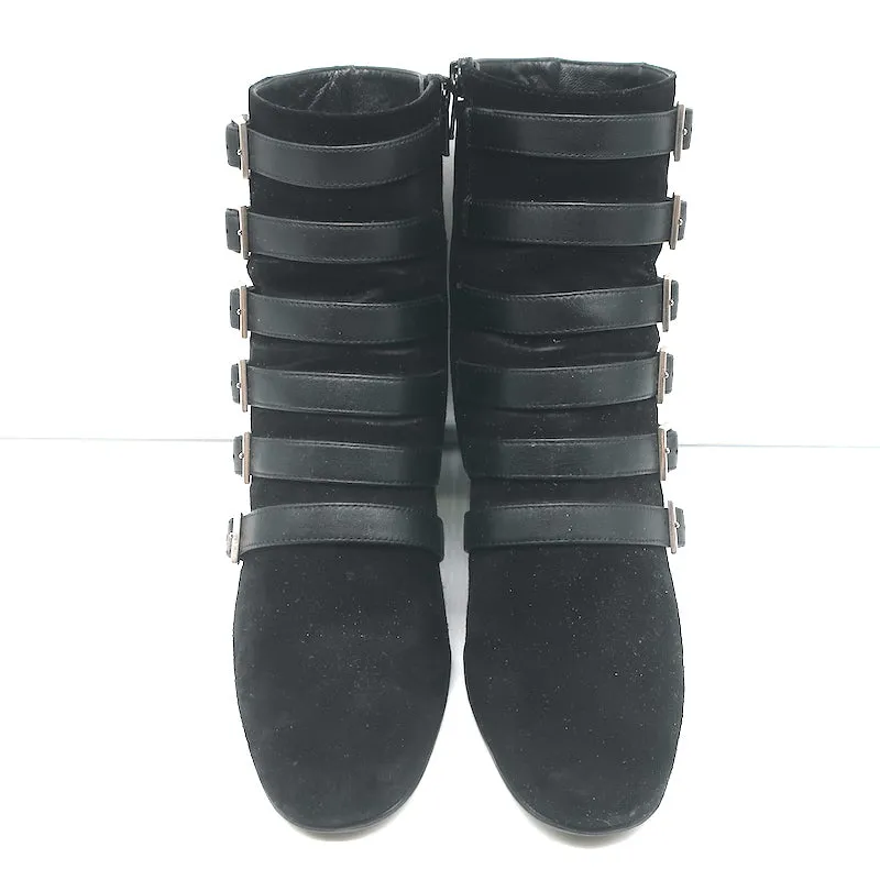 Saint Laurent Babies Riemchen Stiefeletten Schwarz Leder & Wildleder Größe 37