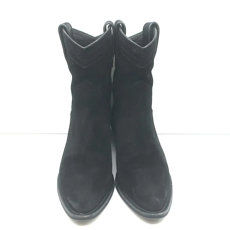 Saint Laurent Eastwood Kurze Westernstiefel Schwarz Wildleder Größe 36.5