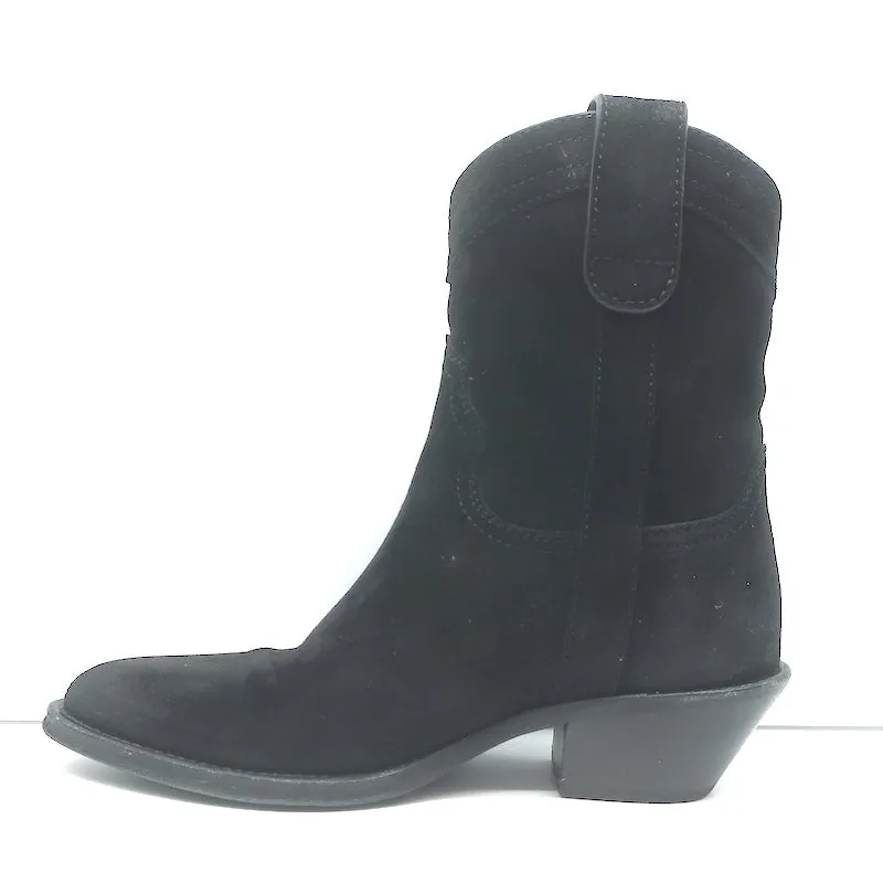 Saint Laurent Eastwood Kurze Westernstiefel Schwarz Wildleder Größe 36.5