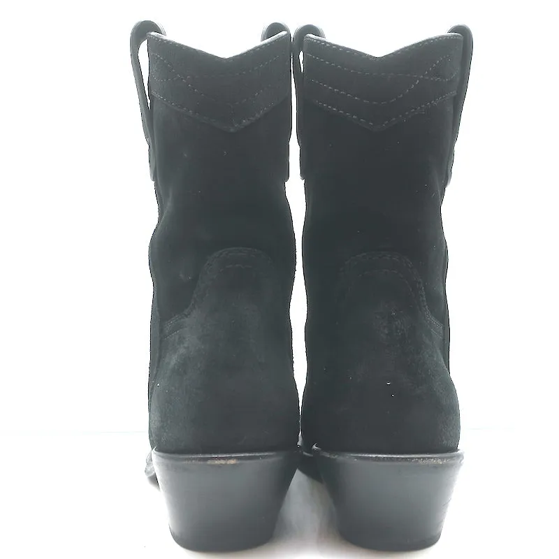 Saint Laurent Eastwood Kurze Westernstiefel Schwarz Wildleder Größe 36.5