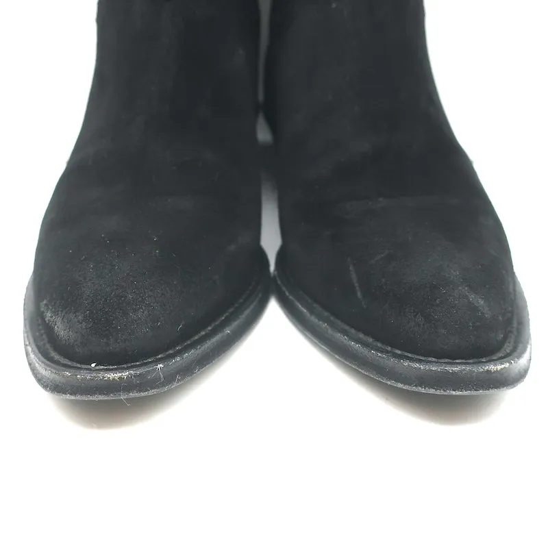 Saint Laurent Eastwood Kurze Westernstiefel Schwarz Wildleder Größe 36.5
