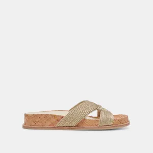 SELDA SANDALETTEN GOLD RAFFIA