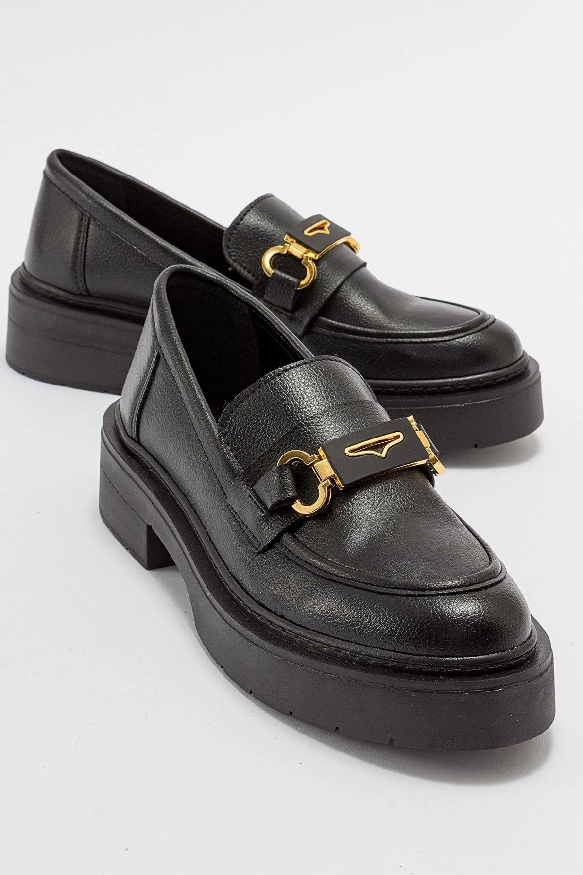 Simone Vegan-Leder Bit-Plattform-Loafer | Schwarz
