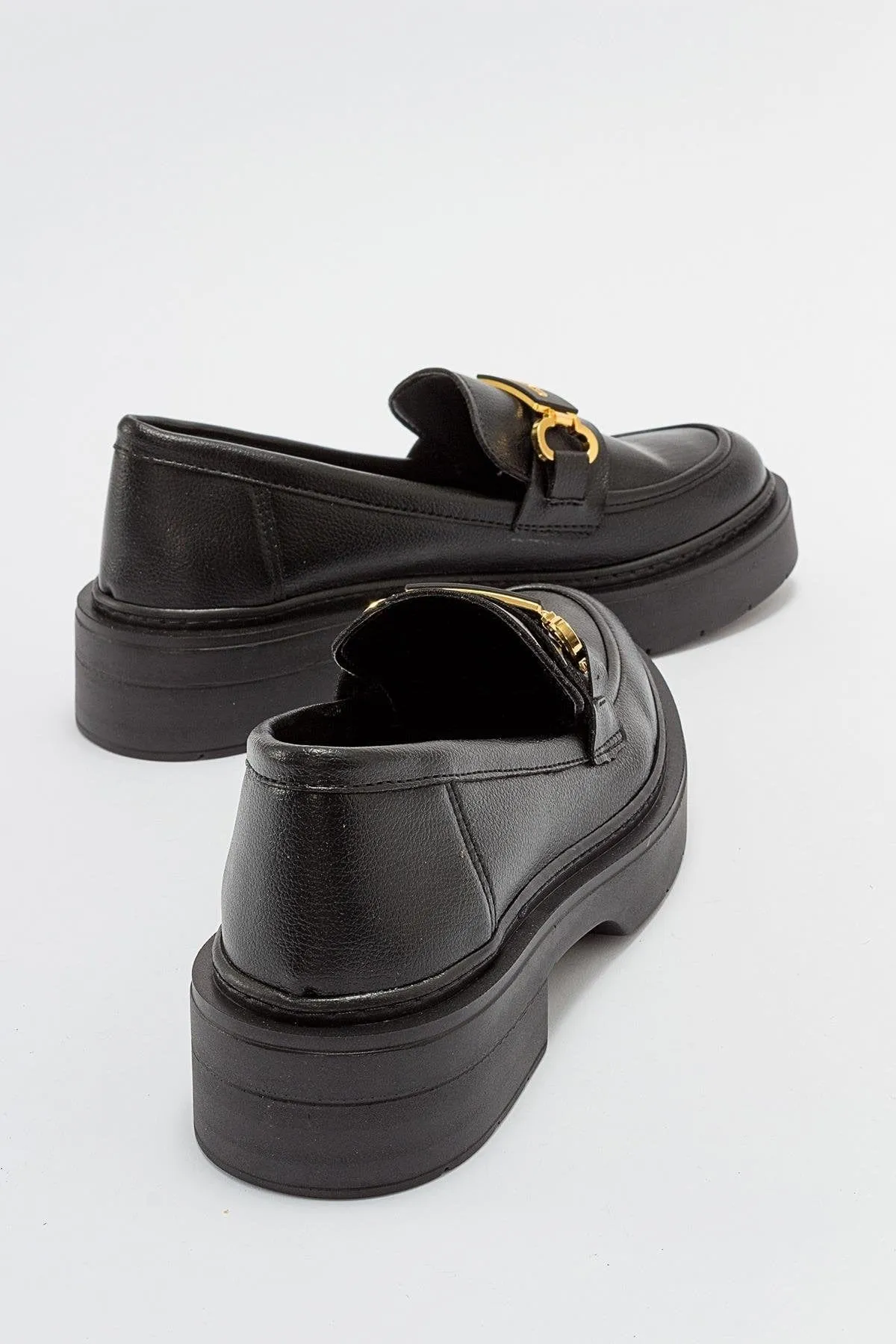 Simone Vegan-Leder Bit-Plattform-Loafer | Schwarz