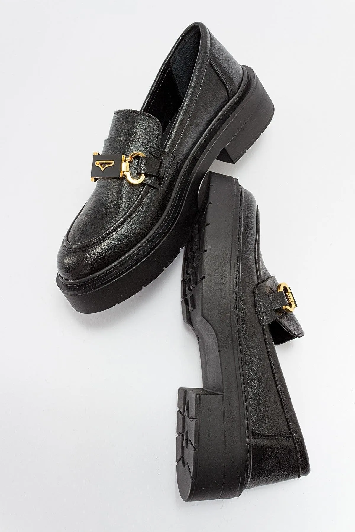Simone Vegan-Leder Bit-Plattform-Loafer | Schwarz