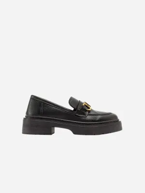 Simone Vegan-Leder Bit-Plattform-Loafer | Schwarz