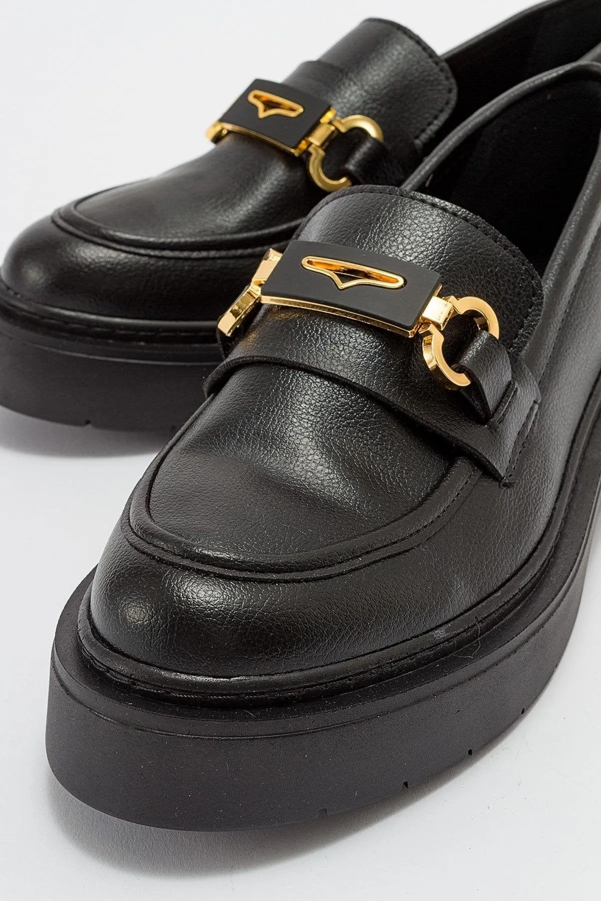 Simone Vegan-Leder Bit-Plattform-Loafer | Schwarz