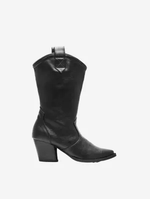 Schicke Damen Cowboy-Stiefel aus veganem Traubenleder | Schwarz