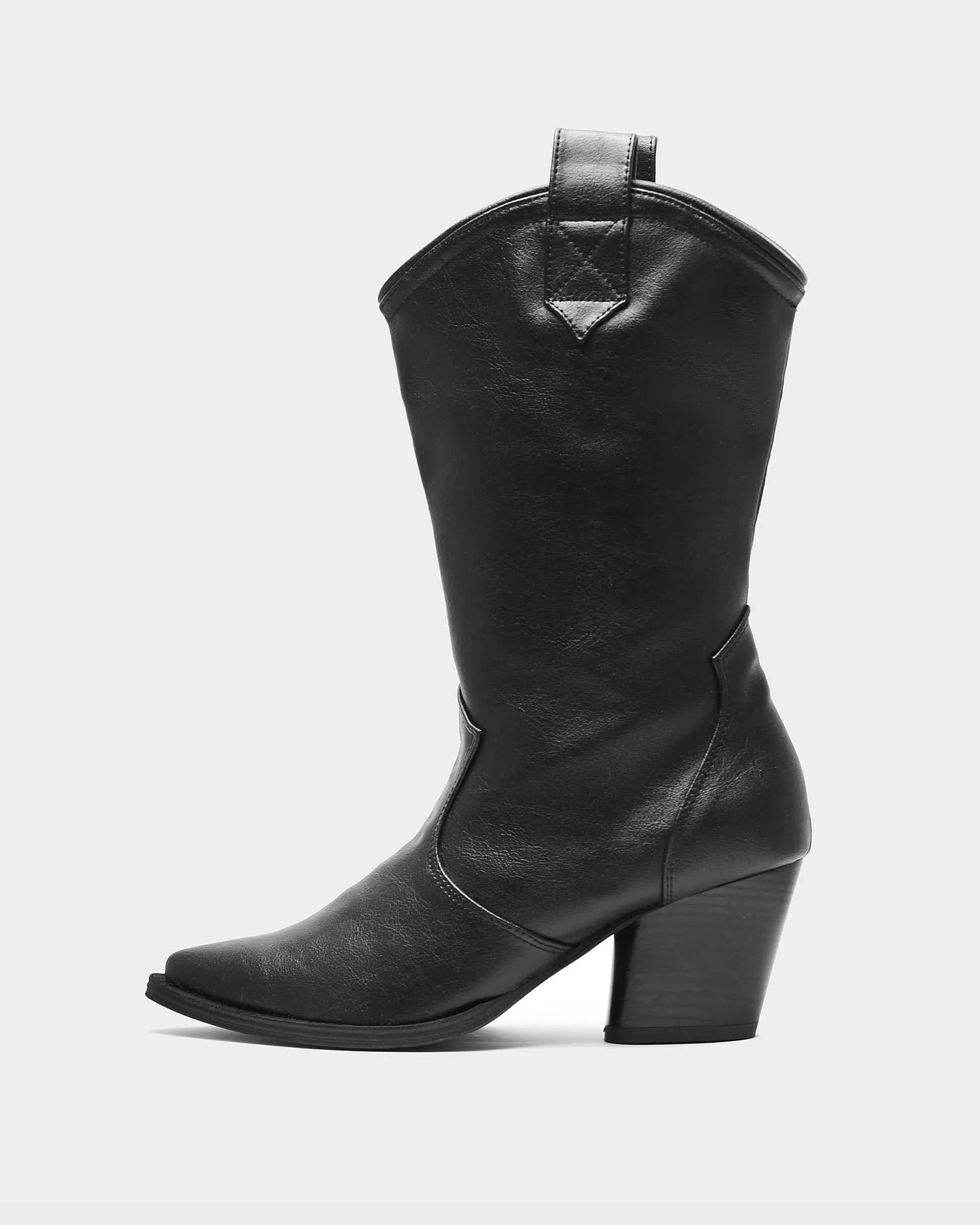 Schicke Damen Cowboy-Stiefel aus veganem Traubenleder | Schwarz