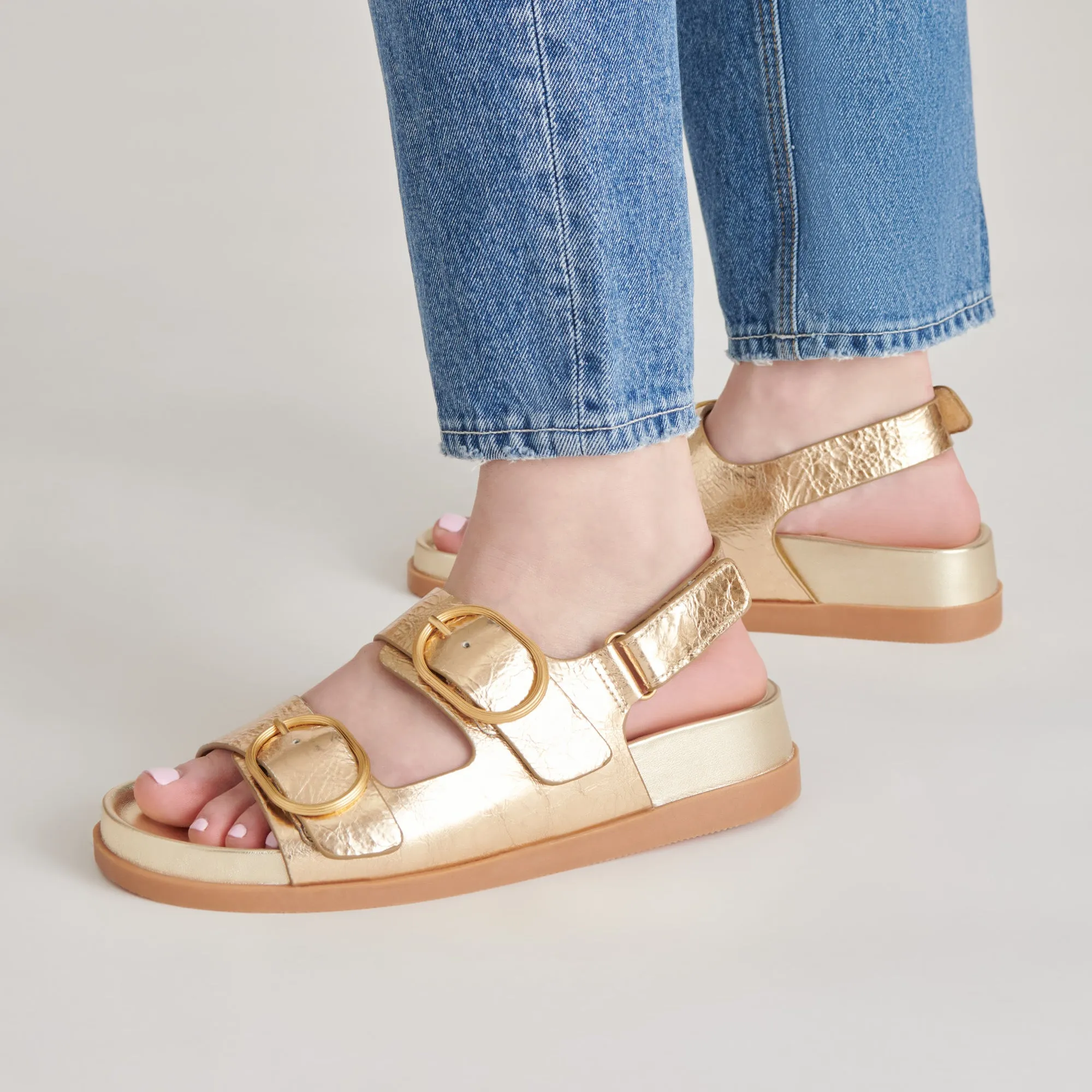 STARLA SANDALETTEN GOLD LEDER MIT VINTAGE-OPTIK