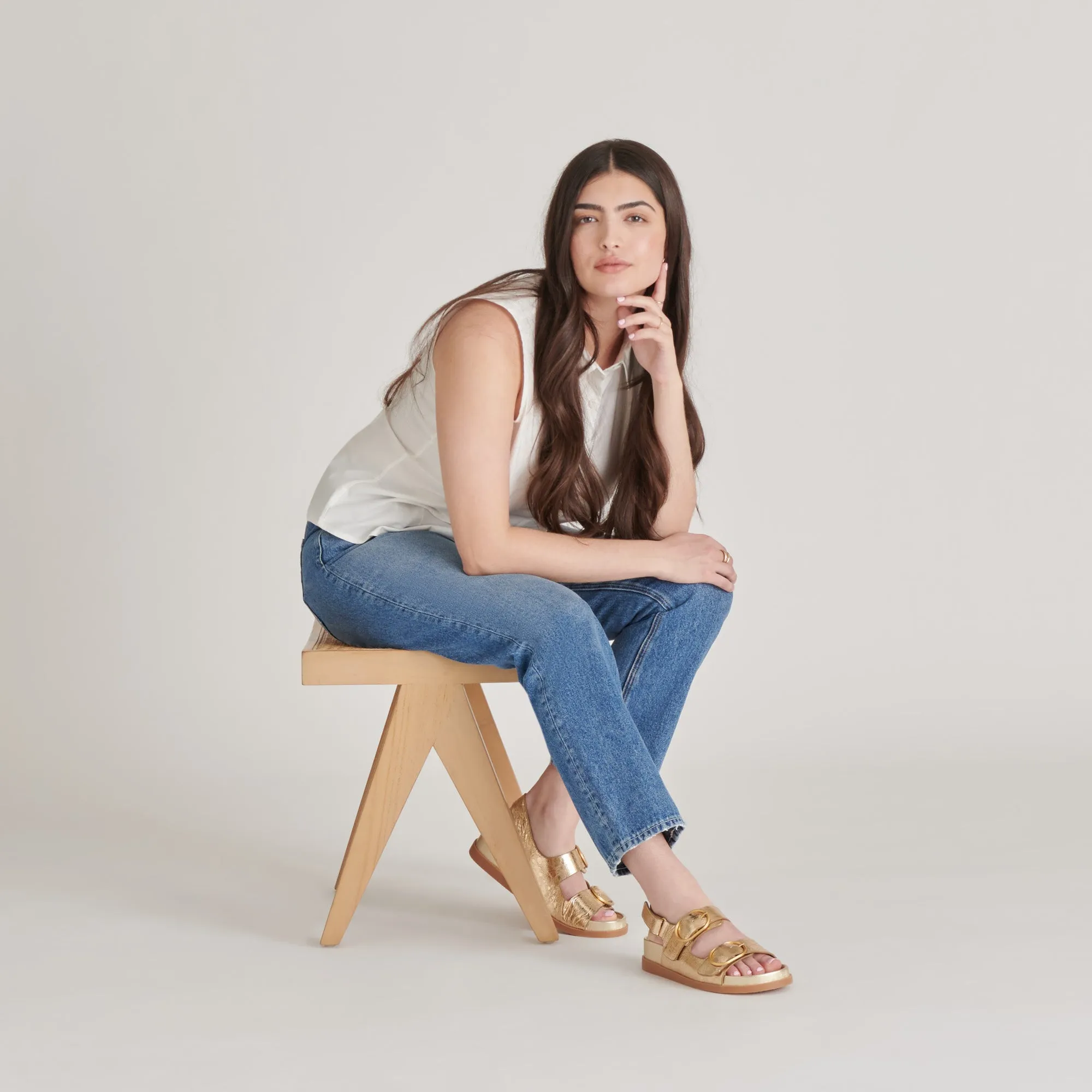 STARLA SANDALETTEN GOLD LEDER MIT VINTAGE-OPTIK