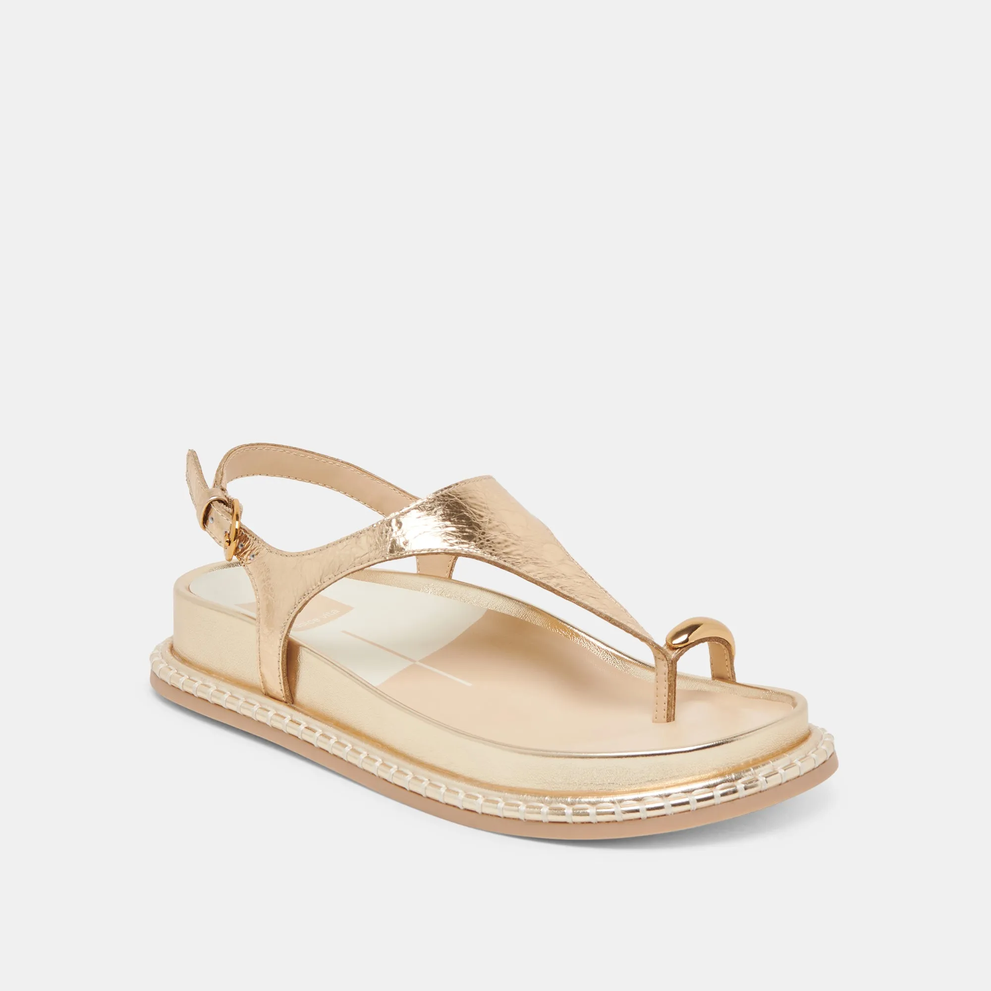 STEFAN SANDALEN GOLD GESTRESSTES LEDER