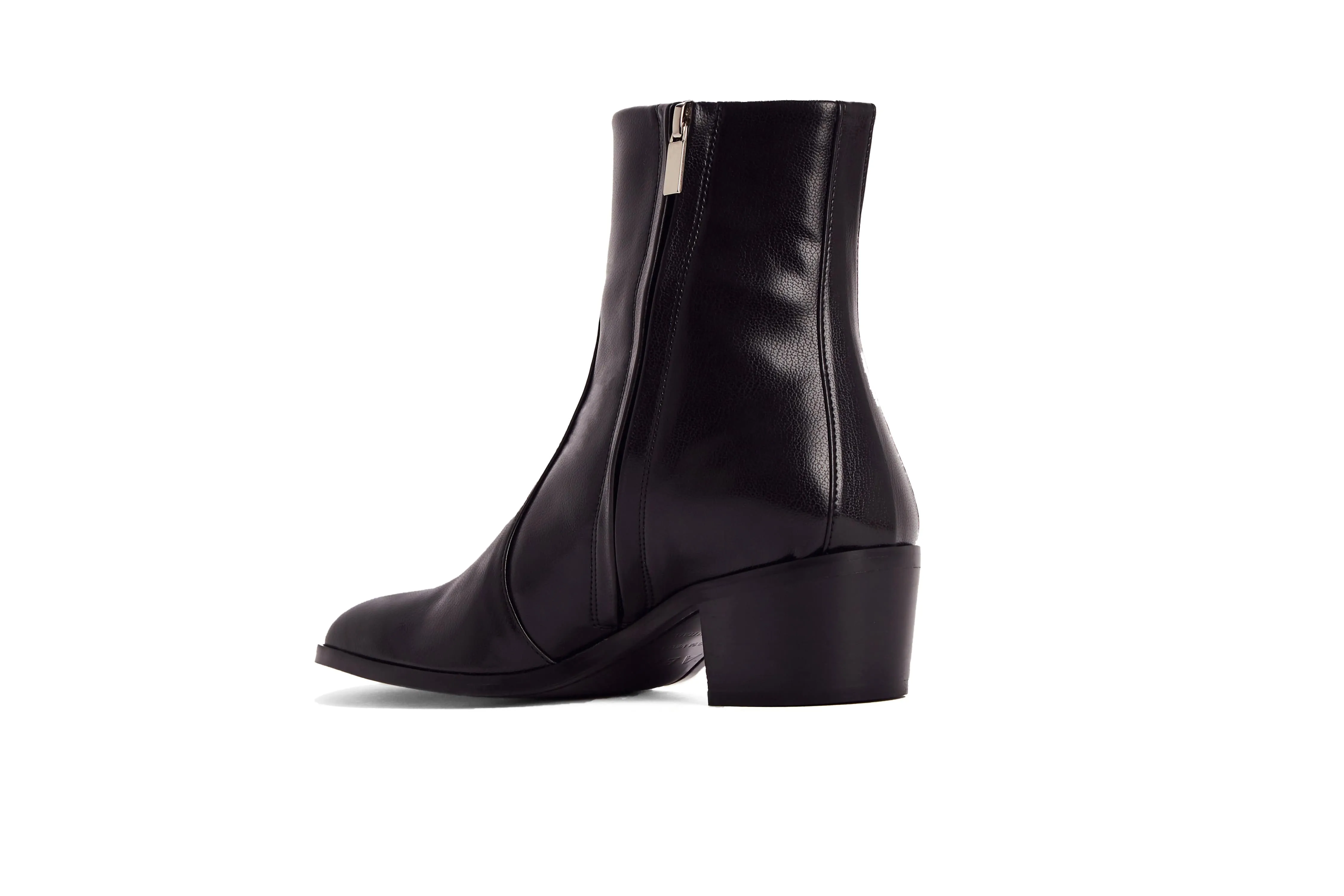 Steffy Veganes Leder Stiefeletten mit niedrigem Absatz | Schwarz