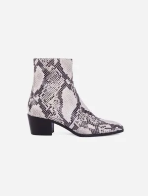 Steffy Vegane Leder Stiefeletten mit niedrigem Absatz | Python-Optik
