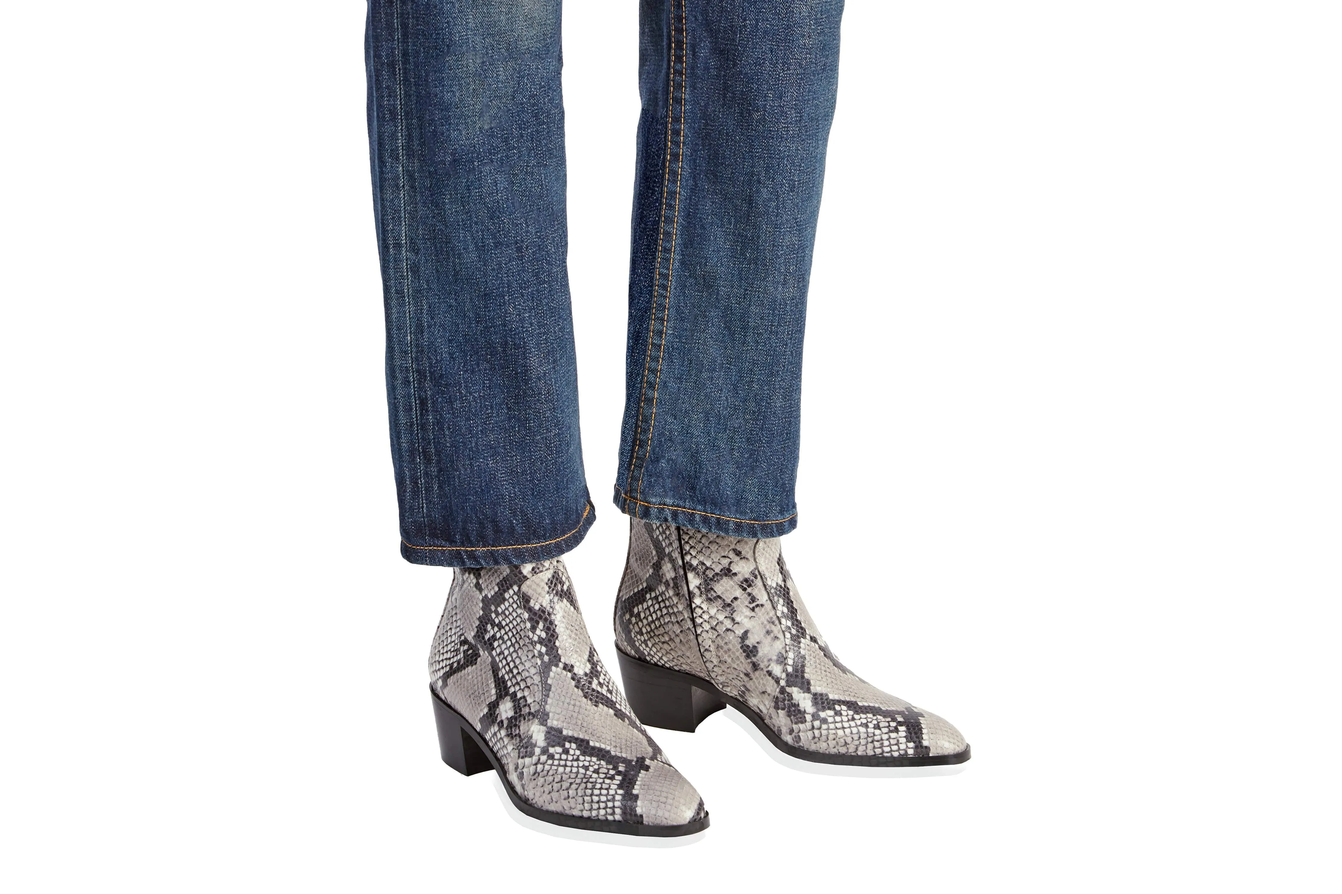 Steffy Vegane Leder Stiefeletten mit niedrigem Absatz | Python-Optik