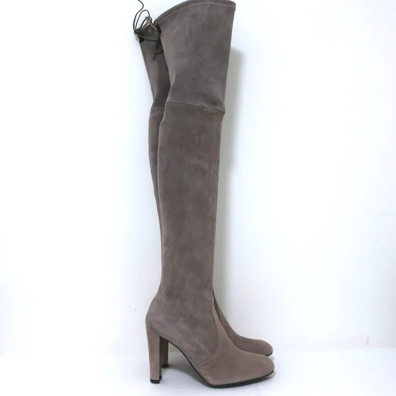 Stuart Weitzman Highland Over-the-Knee-Stiefel in Graubraun Wildleder Größe 9.5