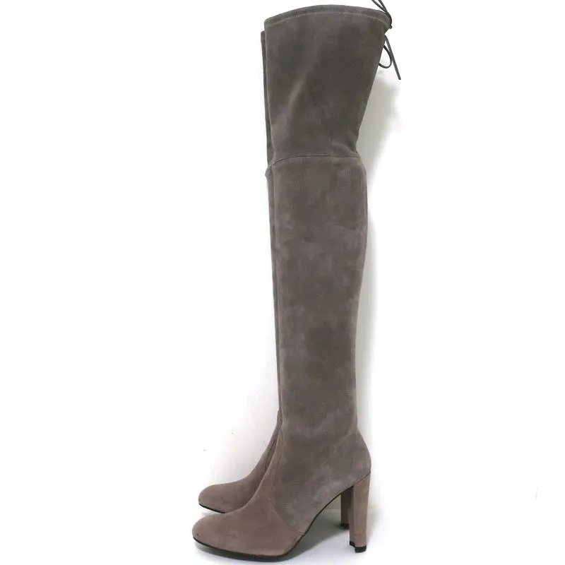 Stuart Weitzman Highland Over-the-Knee-Stiefel in Graubraun Wildleder Größe 9.5