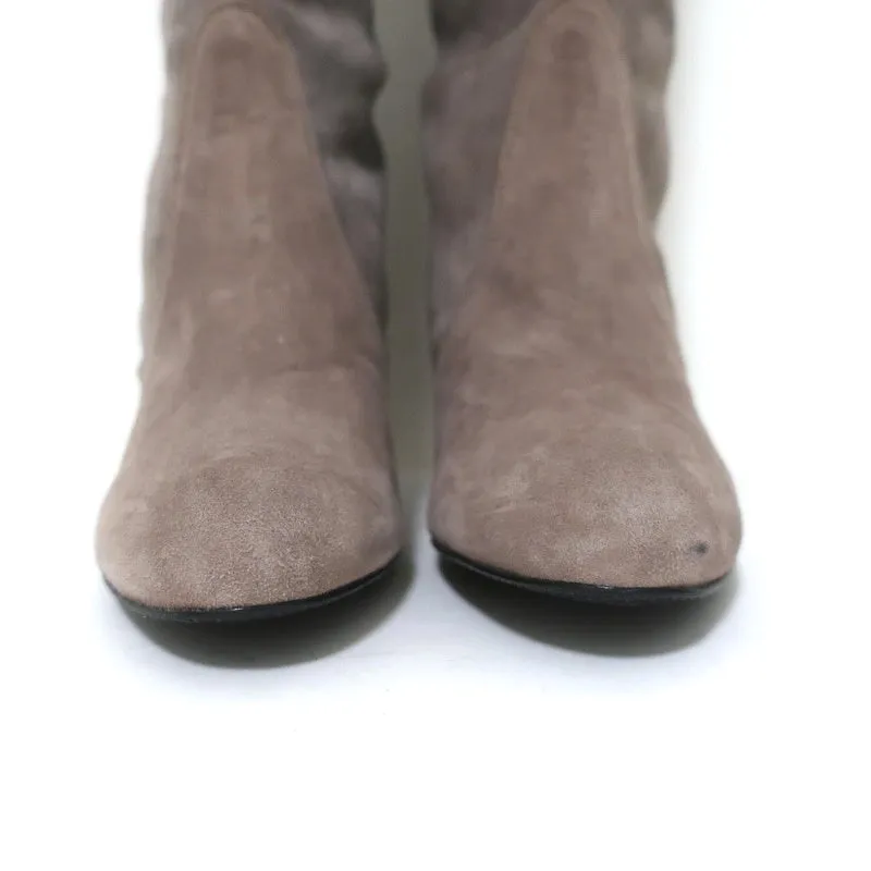 Stuart Weitzman Highland Over-the-Knee-Stiefel in Graubraun Wildleder Größe 9.5