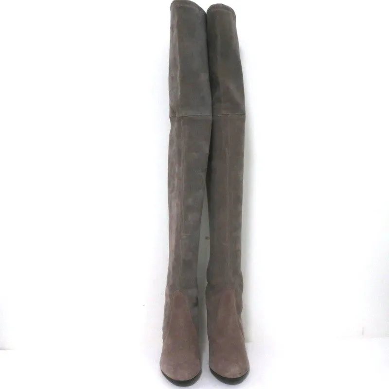 Stuart Weitzman Highland Over-the-Knee-Stiefel in Graubraun Wildleder Größe 9.5