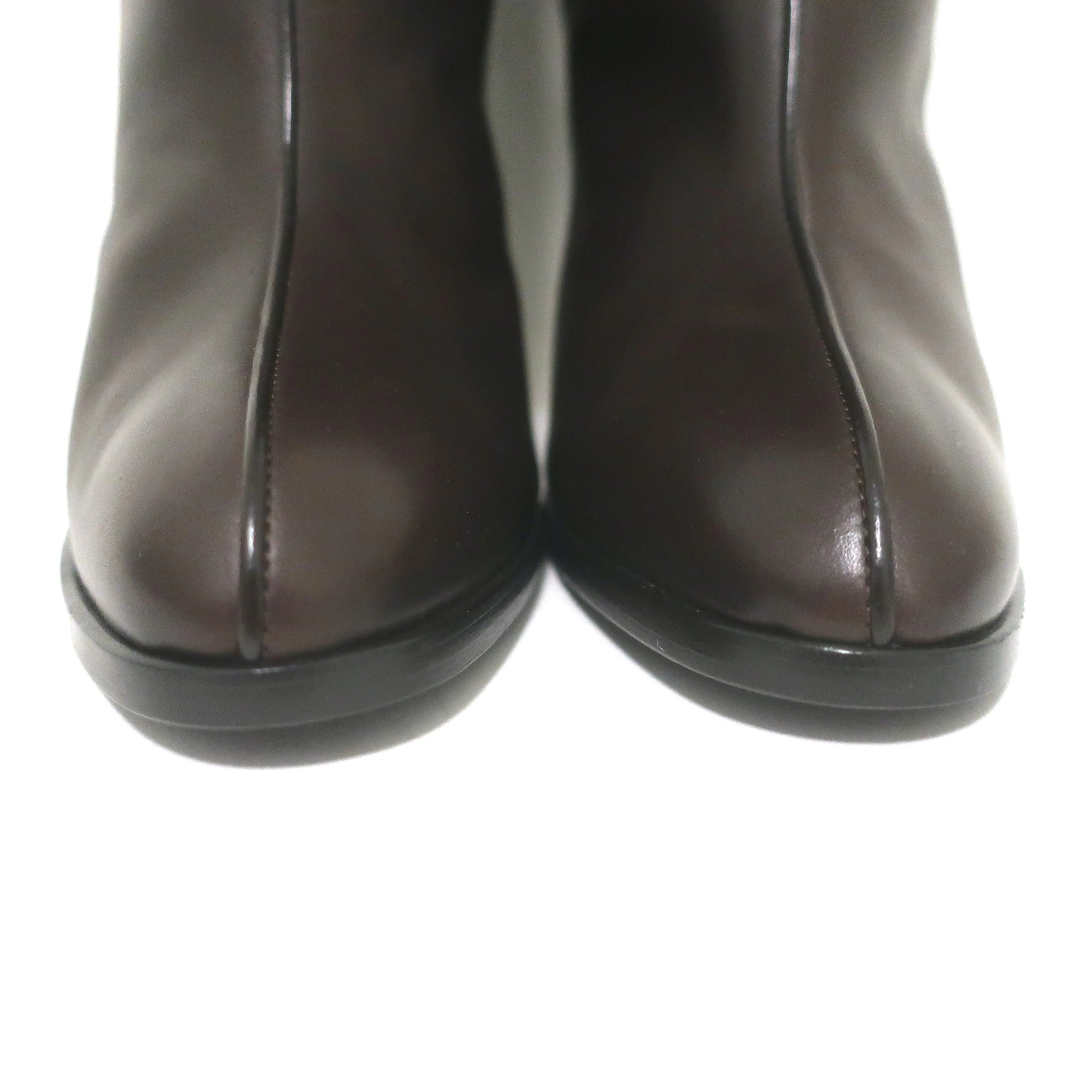 Die Row Wide Shaft Kniestiefel Dunkelbraun Leder Größe 41 NEU