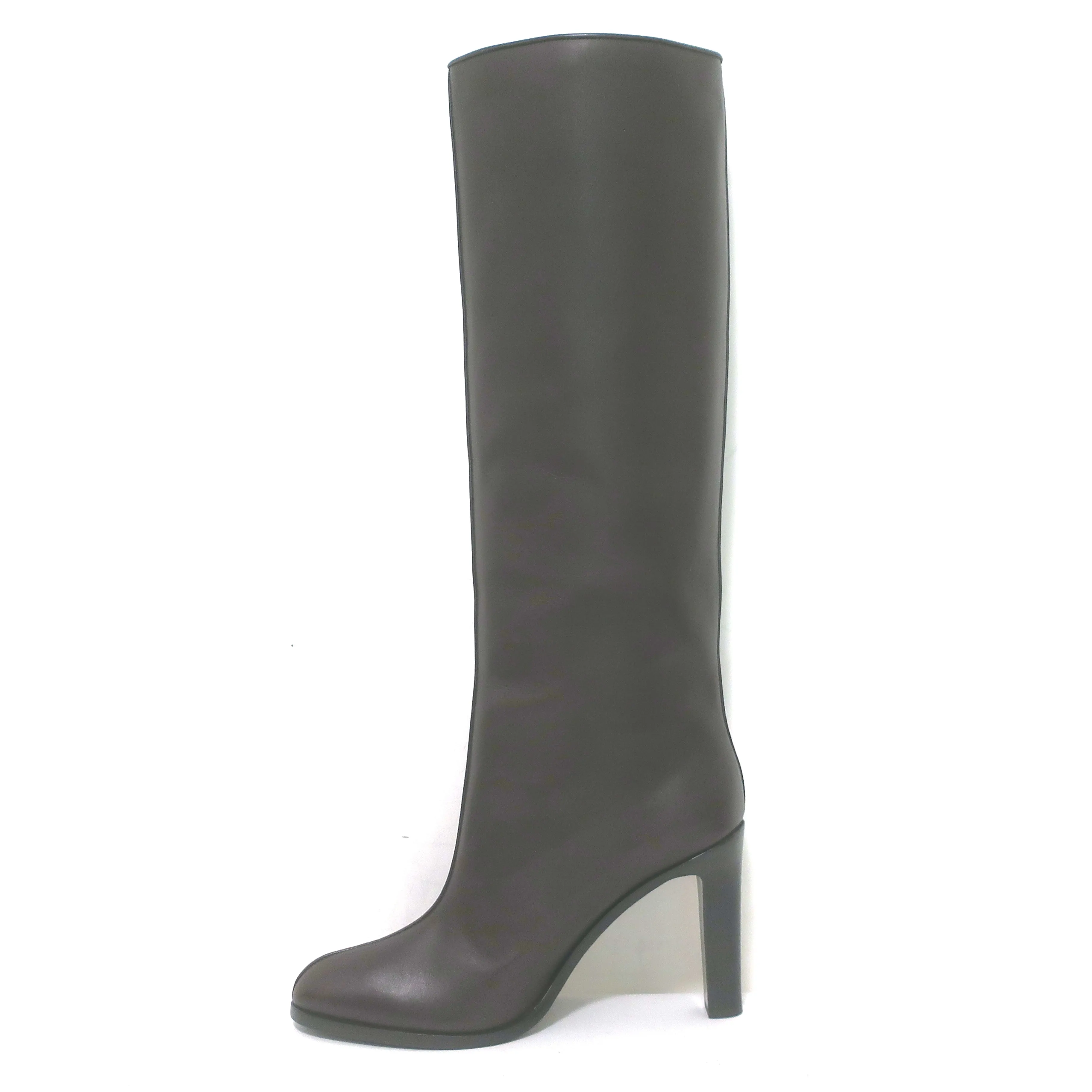 Die Row Wide Shaft Kniestiefel Dunkelbraun Leder Größe 41 NEU