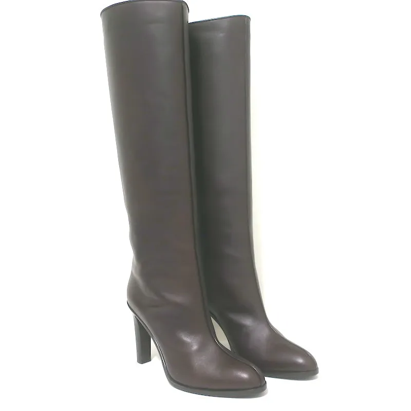 Die Row Wide Shaft Kniestiefel Dunkelbraun Leder Größe 41 NEU