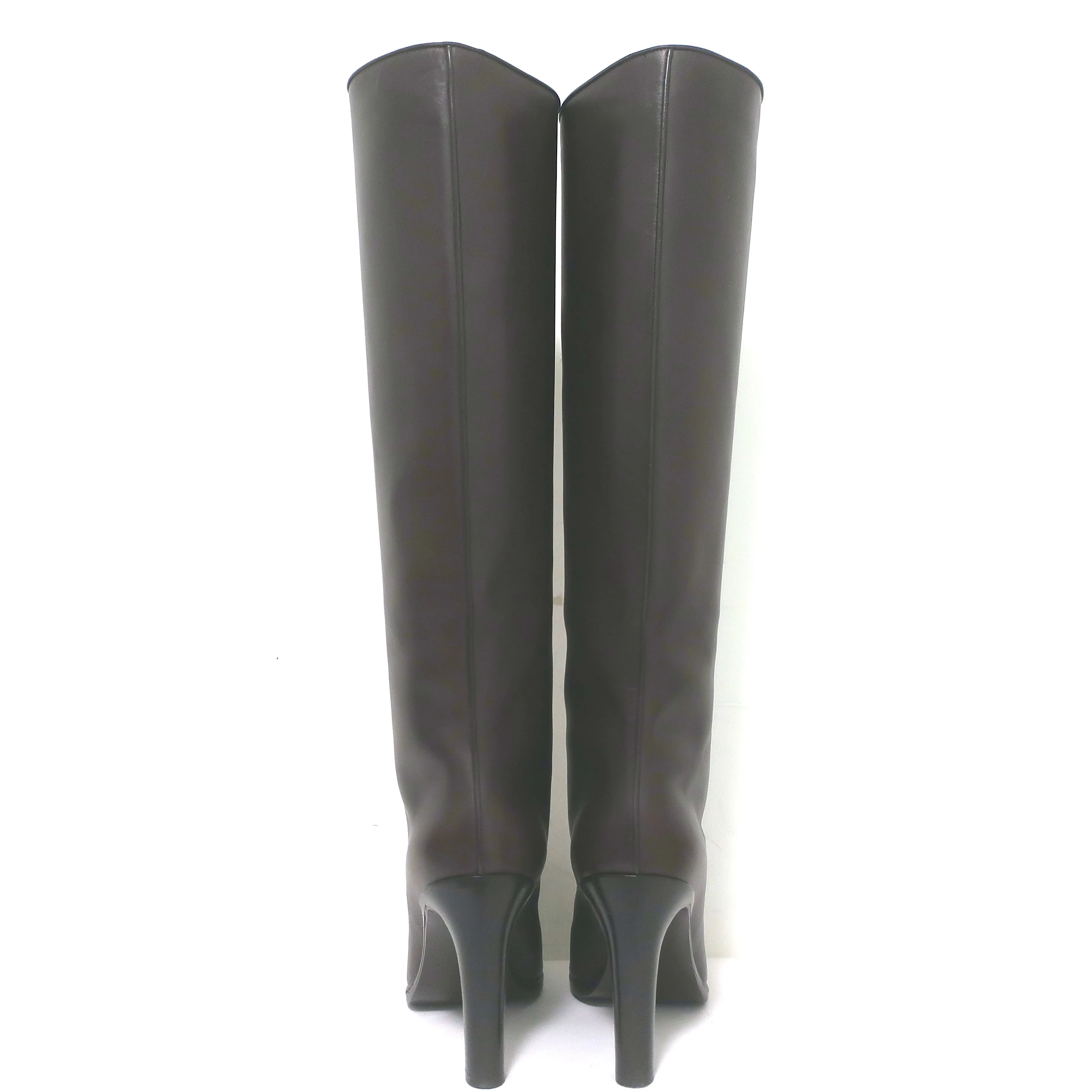 Die Row Wide Shaft Kniestiefel Dunkelbraun Leder Größe 41 NEU