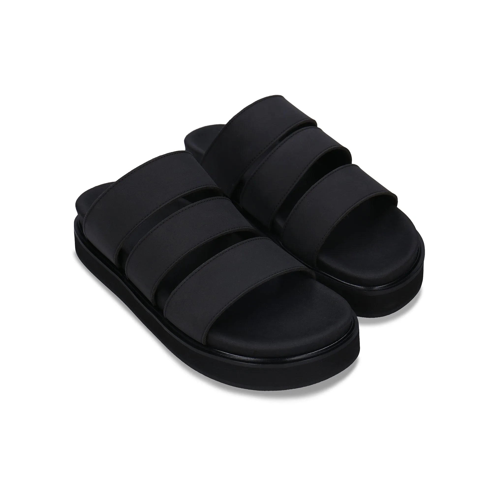 Tonga Unisex Vegane Mikrofaser Plateausandalen | Schwarz