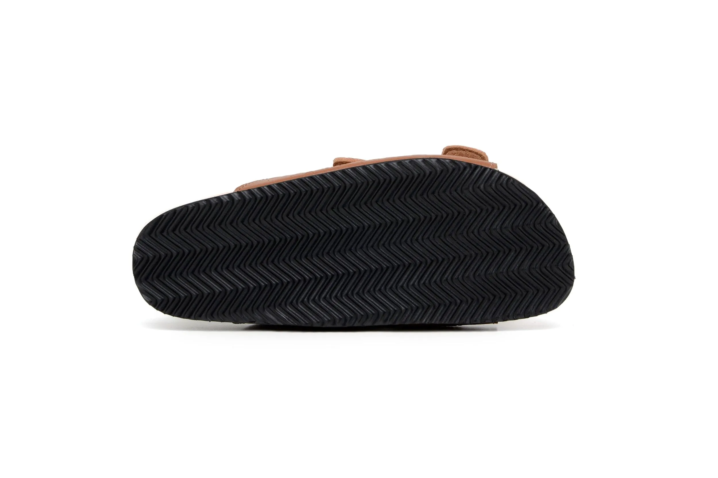 Truda Damen-Vegane-Leder-Sandalen mit zwei Riemen | Gemustertes Braun