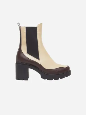 Vicky Vegan Leder Stiefel mit Absatz | Schoko & Vanille