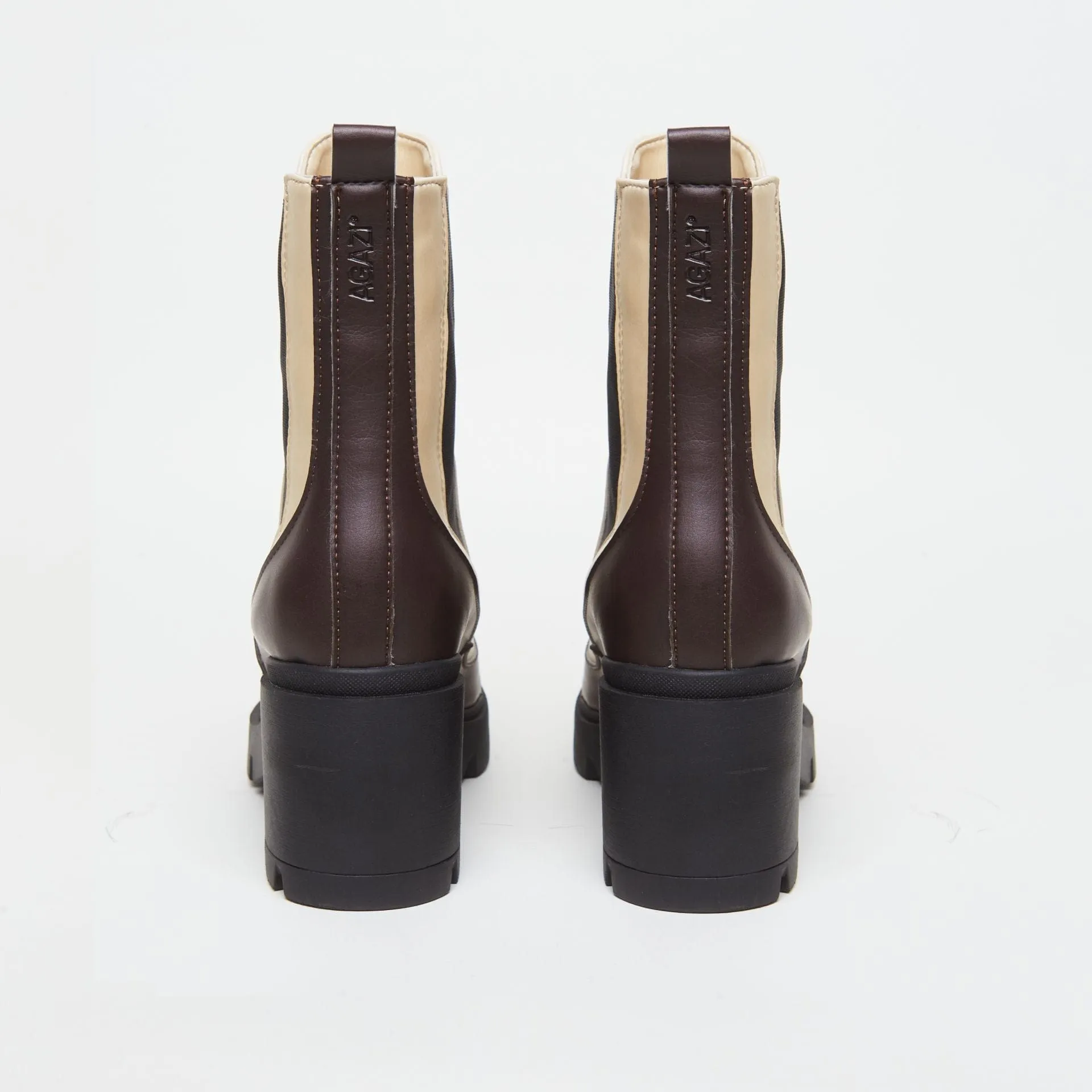 Vicky Vegan Leder Stiefel mit Absatz | Schoko & Vanille
