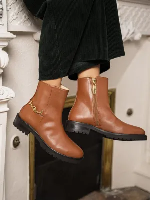 Victory Vegan Leder Knöchelstiefel | Kastanie