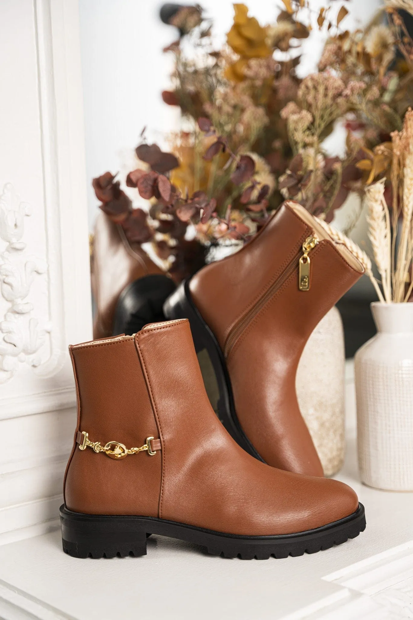 Victory Vegan Leder Knöchelstiefel | Kastanie
