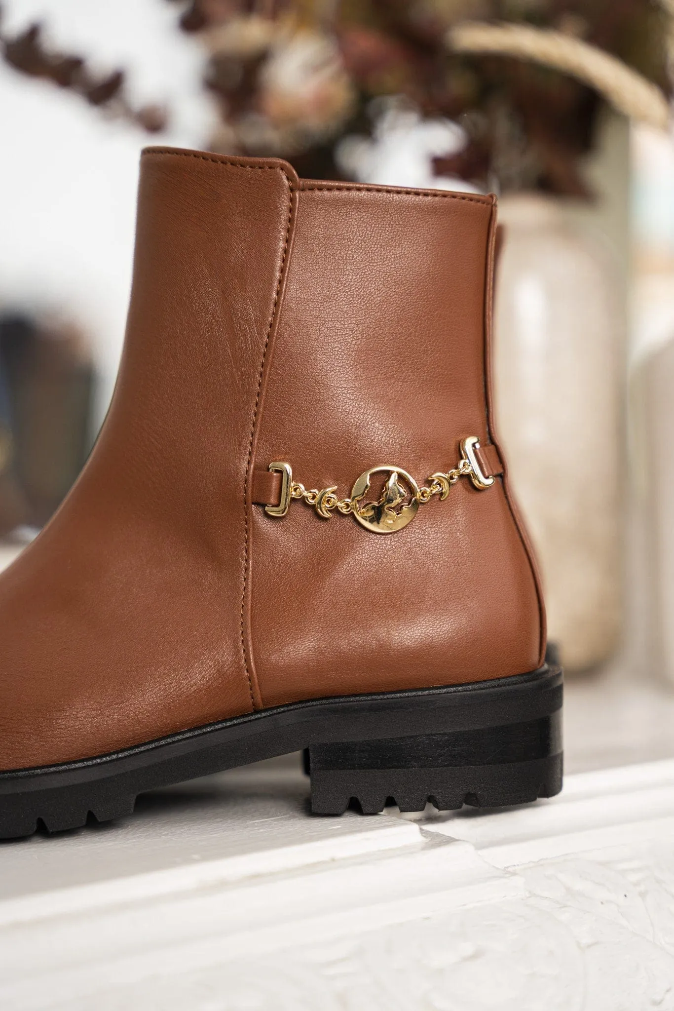 Victory Vegan Leder Knöchelstiefel | Kastanie