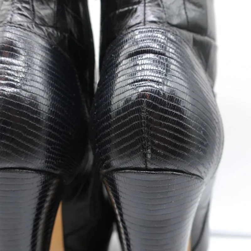 Viktor & Rolf Plateauboots Schwarz Leder mit Echsenprägung Größe 37