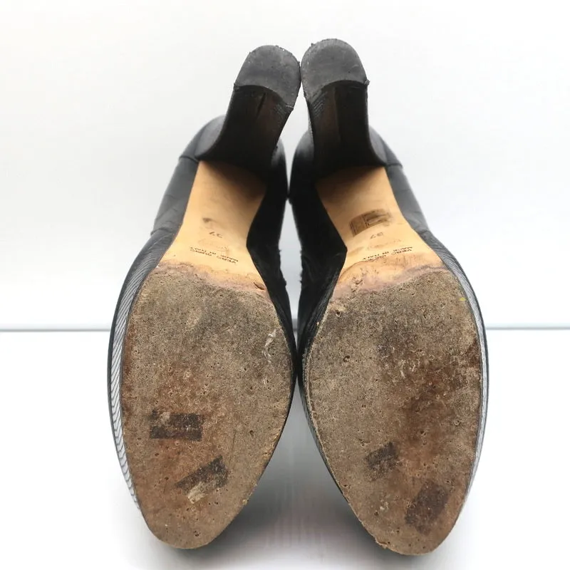 Viktor & Rolf Plateauboots Schwarz Leder mit Echsenprägung Größe 37