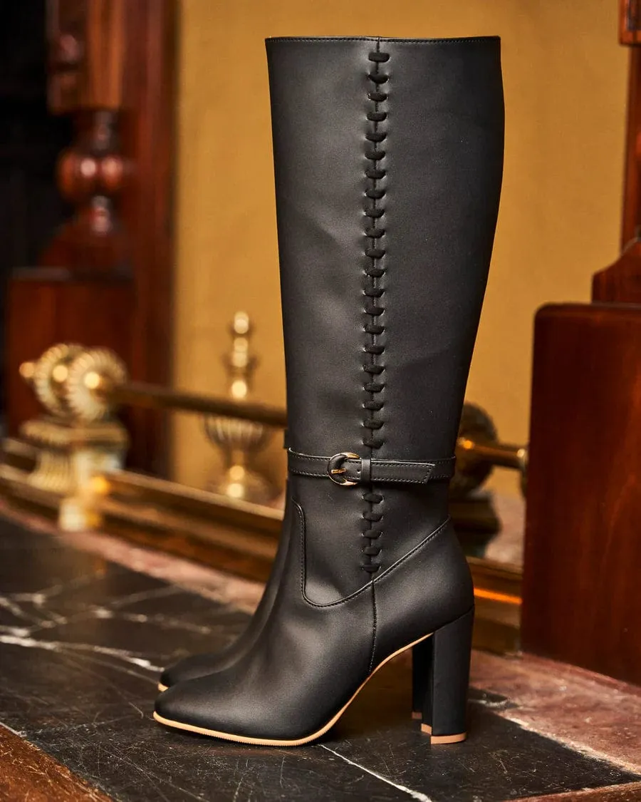 Westminster Vegane Leder-Kniestiefel | Schwarz
