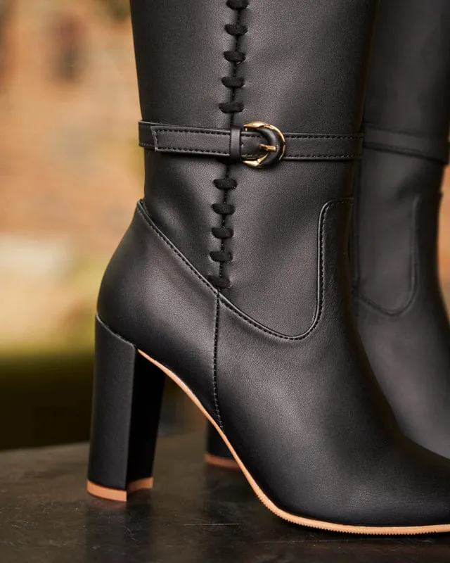 Westminster Vegane Leder-Kniestiefel | Schwarz