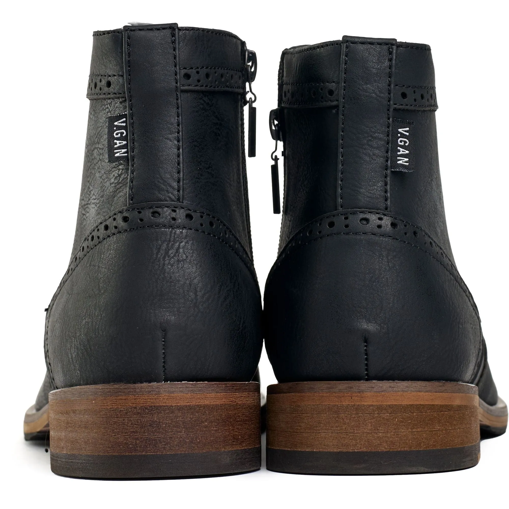 Wheat 2 Herren Vegan-Leder Brogue-Stiefel | Schwarz